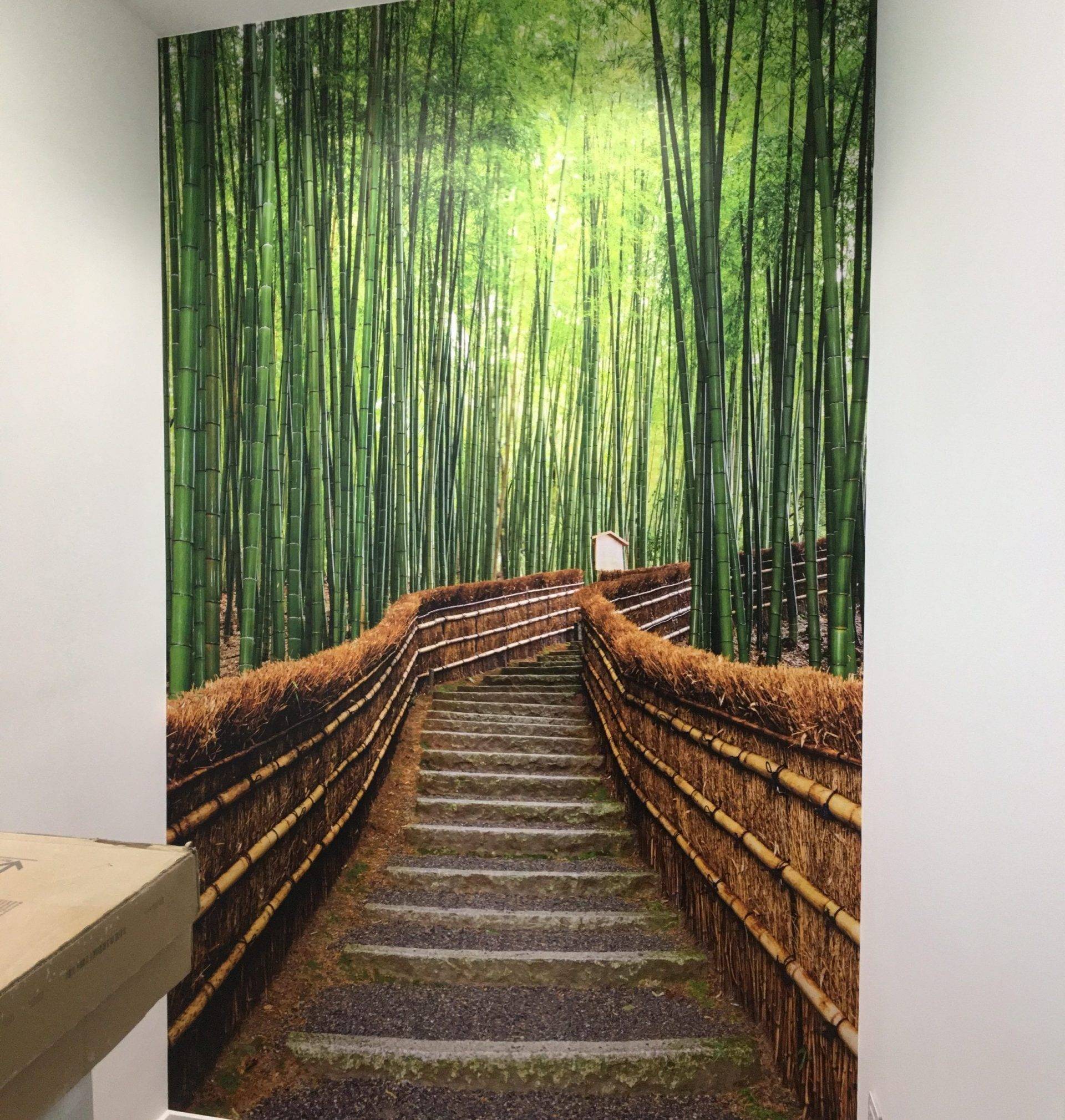 Fotomural con paisaje montañoso cubriendo una pared amplia