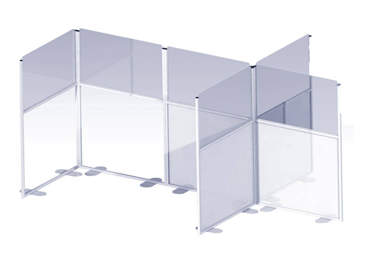 Mampara modular separadora de oficinas en cristal templado, Rotusil Mampara modular separadora de oficinas en cristal templado, Rotusil
