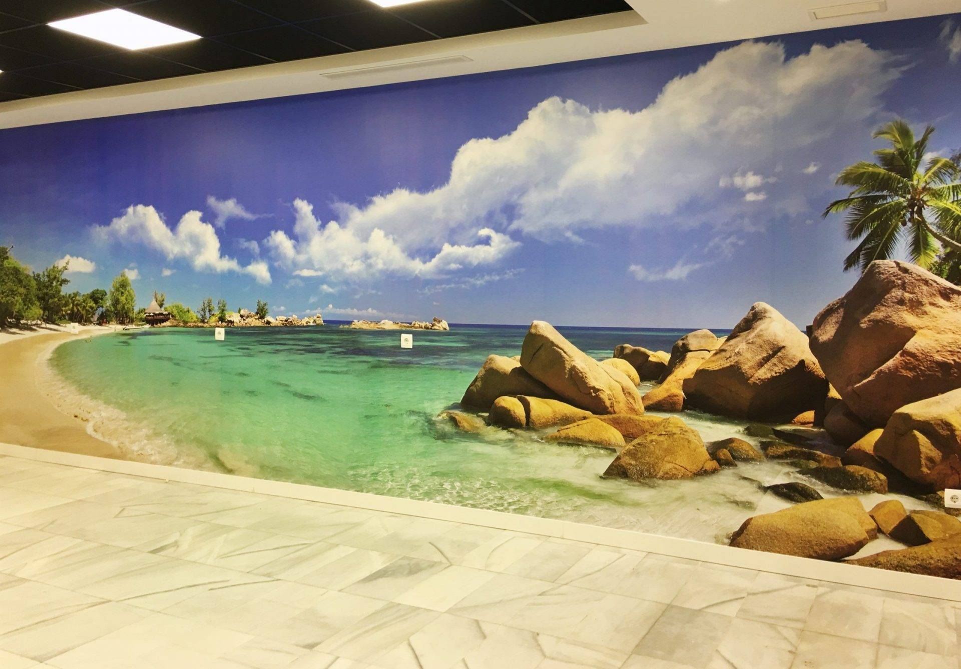 Fotomural panorámico decorando la pared de una sala común