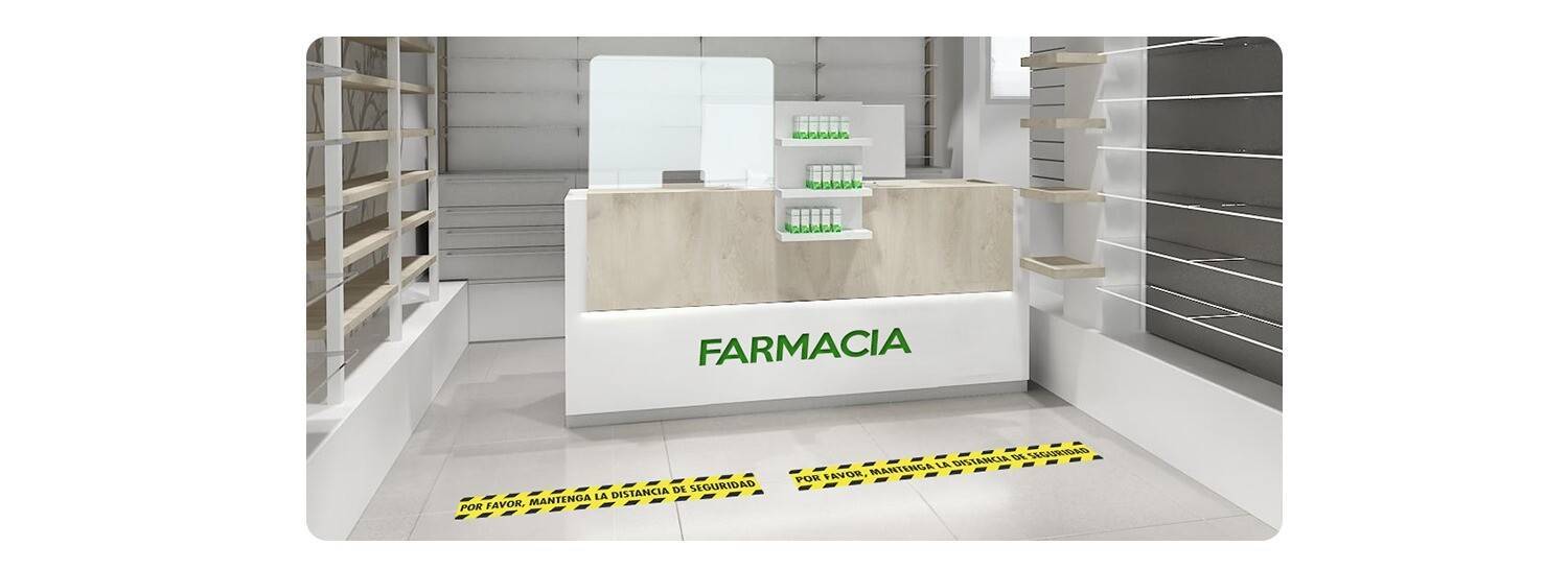 Mampara protectora de mostrador con pantalla de metacrilato para comercio, en Madrid