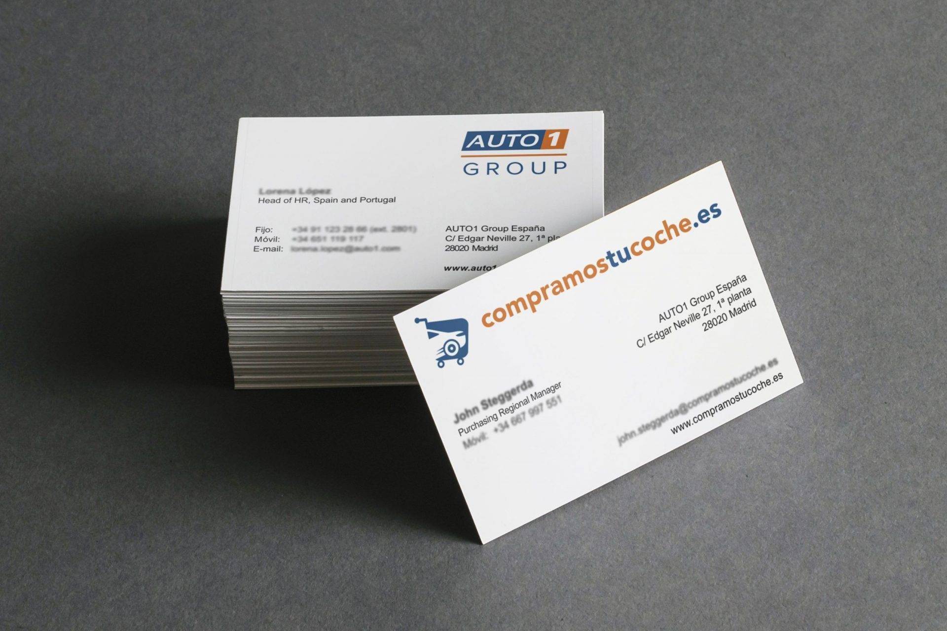 Tarjetas de visita con acabado laminado y esquinas redondeadas Rotusil Madrid
